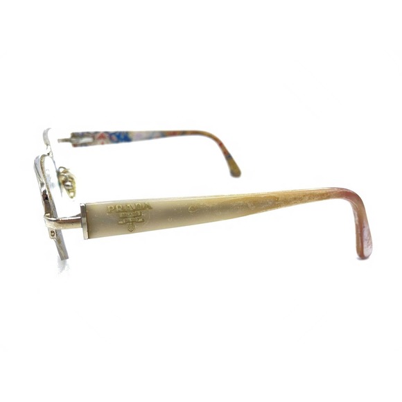 Prada Gold Beige Half Rim Eyeglasses Frames 53-18 135 Italy Designer Women - Picture 7 of 12